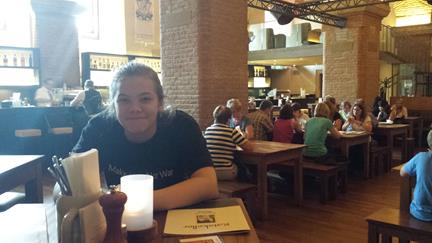 Augsburg - Caroline Cook at lunch in the Rathskeller below city hall.