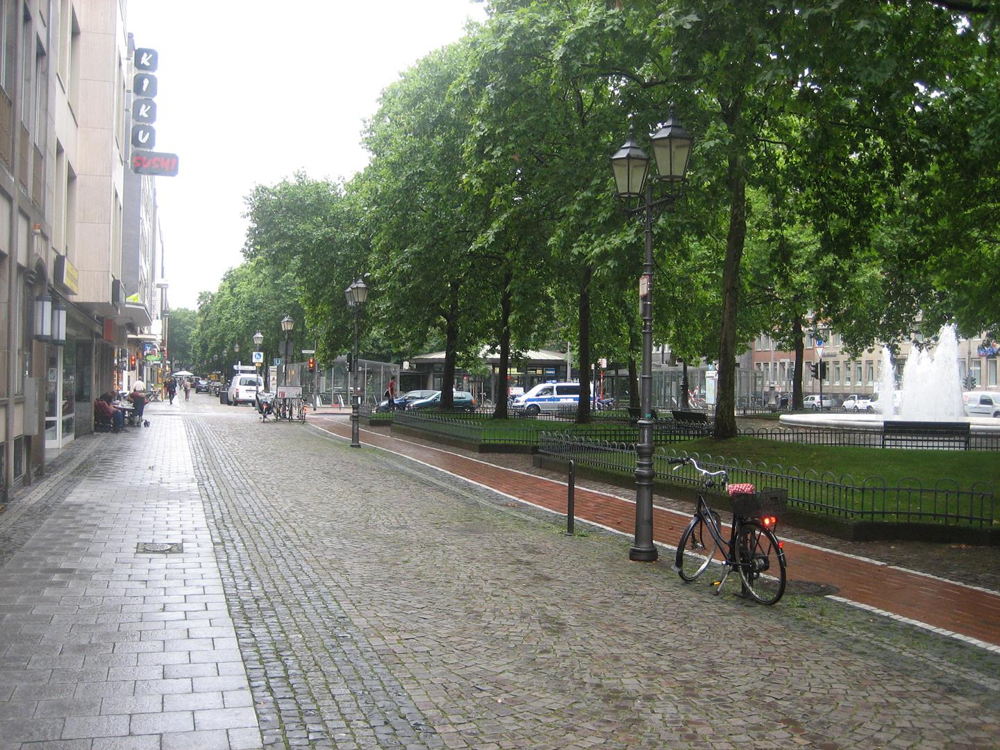Cologne/Antik Hotel - Outside hotel, green area covers parking garage and subway station.
