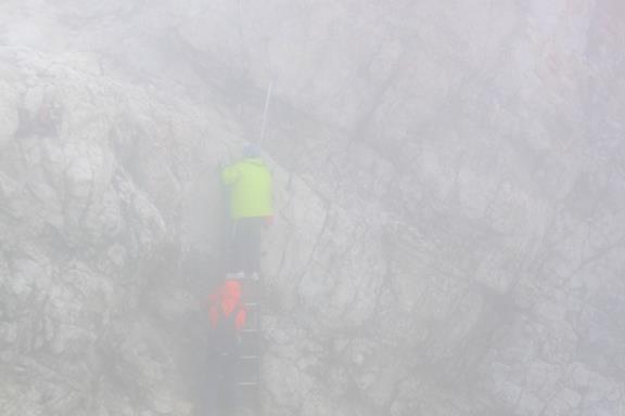 Zugspitze, Scaling the summit (she was woefully unequipped mentally).jpg