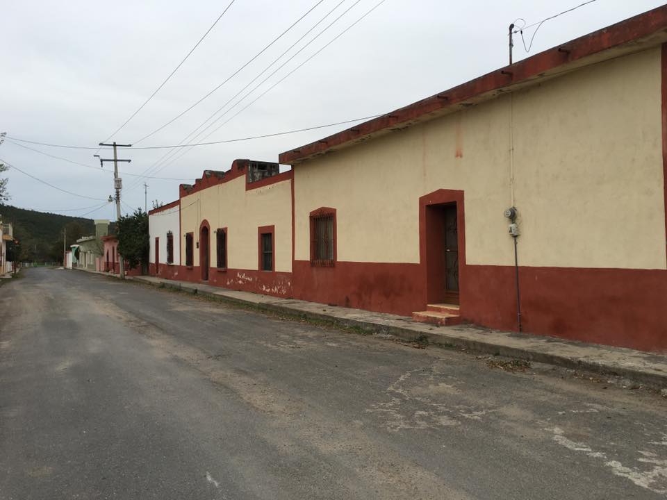 Sombreretillo - View of right side of Calle Lincoln with the Garza houses (building in center and attached white building).