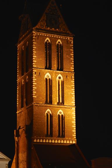 St. Marien - Church tower at night.